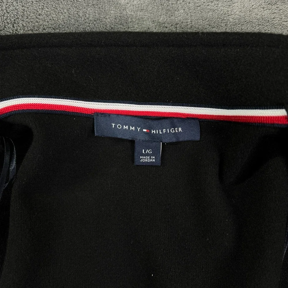 Tommy Hilfiger Womens Black Military Band Double Breasted Open Coat Jacket Large